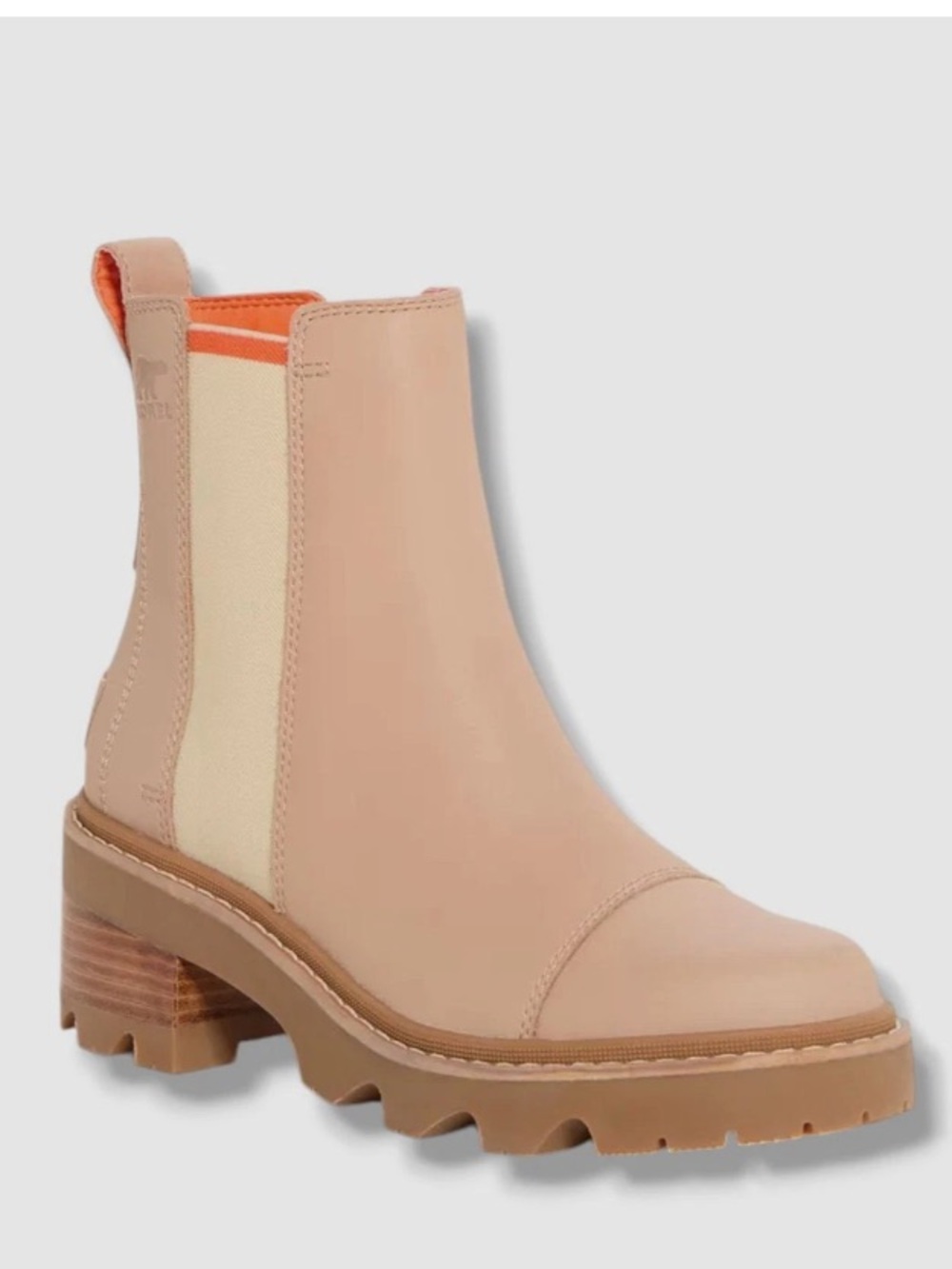 Sorel Joan Beige Leather Casual Block heel Chelsea Boots Boots Size 7.5